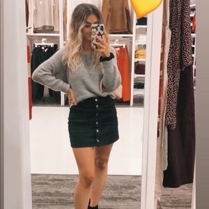 black button front denim skirt